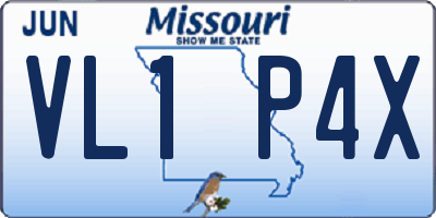 MO license plate VL1P4X