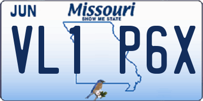 MO license plate VL1P6X