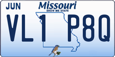 MO license plate VL1P8Q