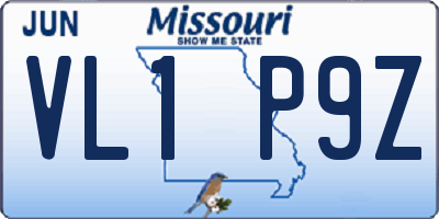 MO license plate VL1P9Z