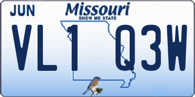 MO license plate VL1Q3W