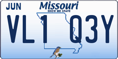 MO license plate VL1Q3Y