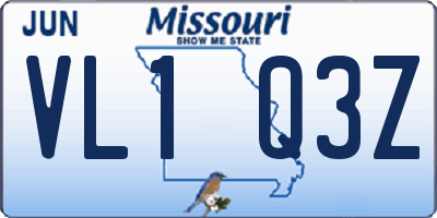 MO license plate VL1Q3Z