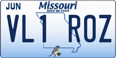 MO license plate VL1R0Z