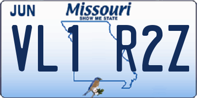 MO license plate VL1R2Z