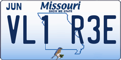 MO license plate VL1R3E