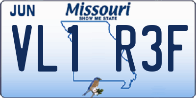 MO license plate VL1R3F