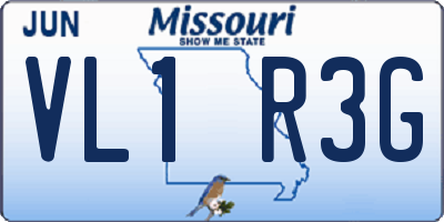 MO license plate VL1R3G