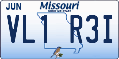 MO license plate VL1R3I