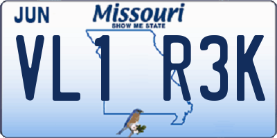 MO license plate VL1R3K