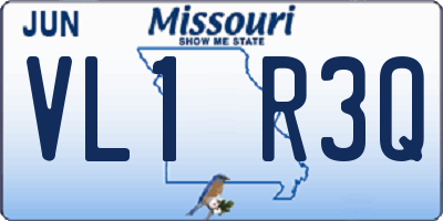 MO license plate VL1R3Q
