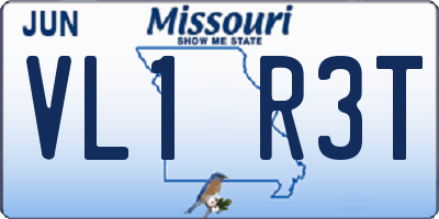 MO license plate VL1R3T