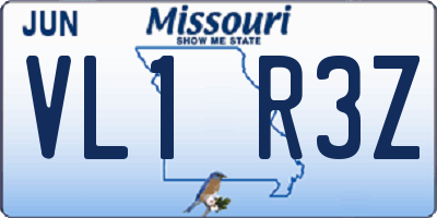 MO license plate VL1R3Z