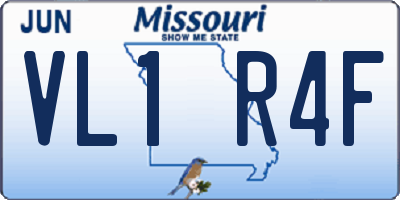 MO license plate VL1R4F