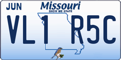 MO license plate VL1R5C