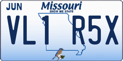 MO license plate VL1R5X