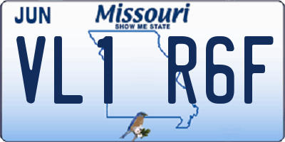 MO license plate VL1R6F