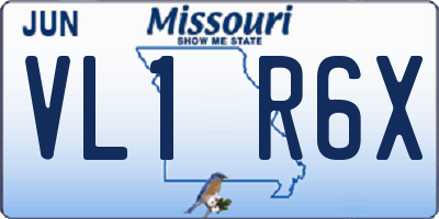 MO license plate VL1R6X