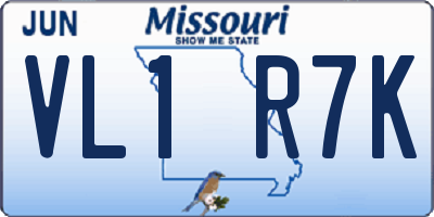 MO license plate VL1R7K