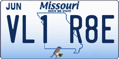 MO license plate VL1R8E