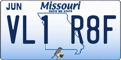 MO license plate VL1R8F