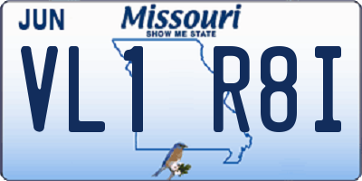 MO license plate VL1R8I
