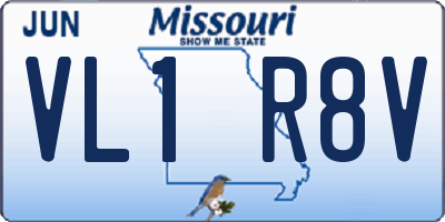 MO license plate VL1R8V