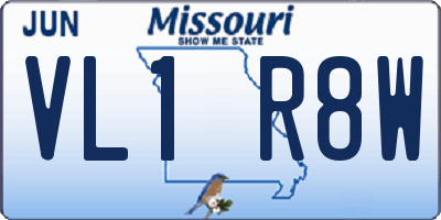 MO license plate VL1R8W