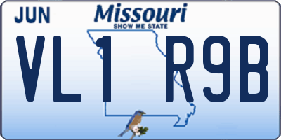 MO license plate VL1R9B