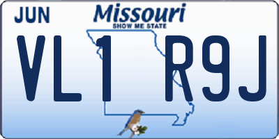 MO license plate VL1R9J