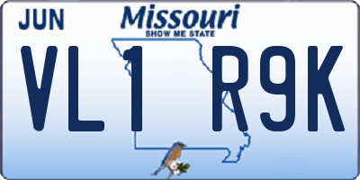 MO license plate VL1R9K
