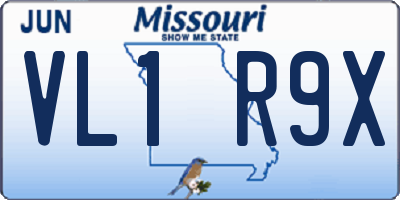 MO license plate VL1R9X