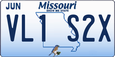 MO license plate VL1S2X