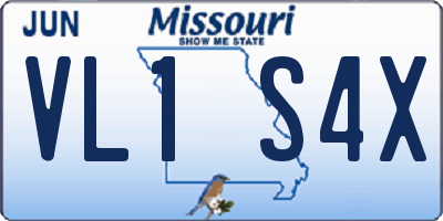 MO license plate VL1S4X