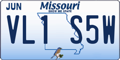 MO license plate VL1S5W
