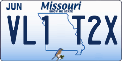 MO license plate VL1T2X