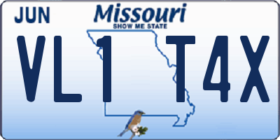 MO license plate VL1T4X