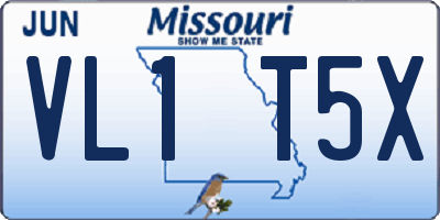 MO license plate VL1T5X