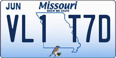 MO license plate VL1T7D