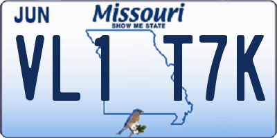 MO license plate VL1T7K