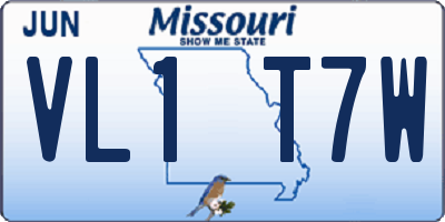 MO license plate VL1T7W
