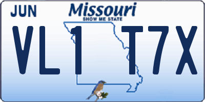 MO license plate VL1T7X