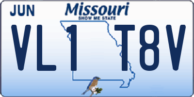 MO license plate VL1T8V