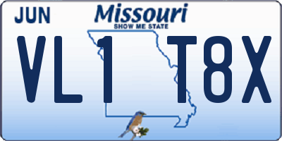MO license plate VL1T8X