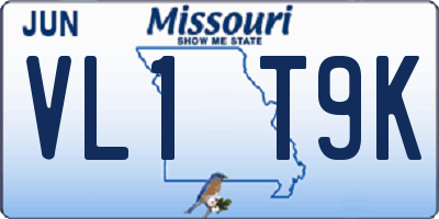 MO license plate VL1T9K