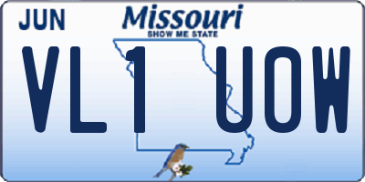 MO license plate VL1U0W