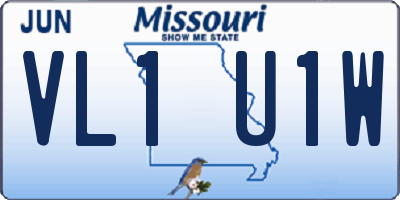 MO license plate VL1U1W