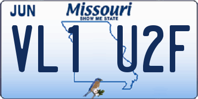 MO license plate VL1U2F