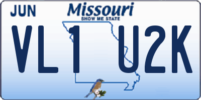 MO license plate VL1U2K