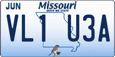 MO license plate VL1U3A